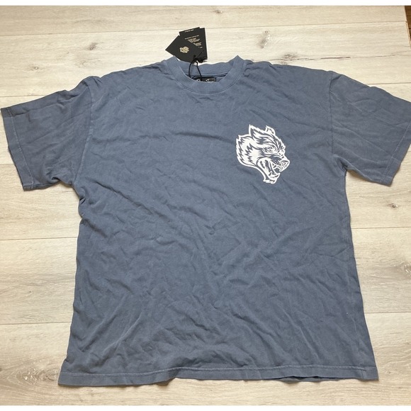 Darc Sport US Vs Them Premium Vintage Tee Norse Blue Graphic Skull Wolf XL NWT - Picture 3 of 7